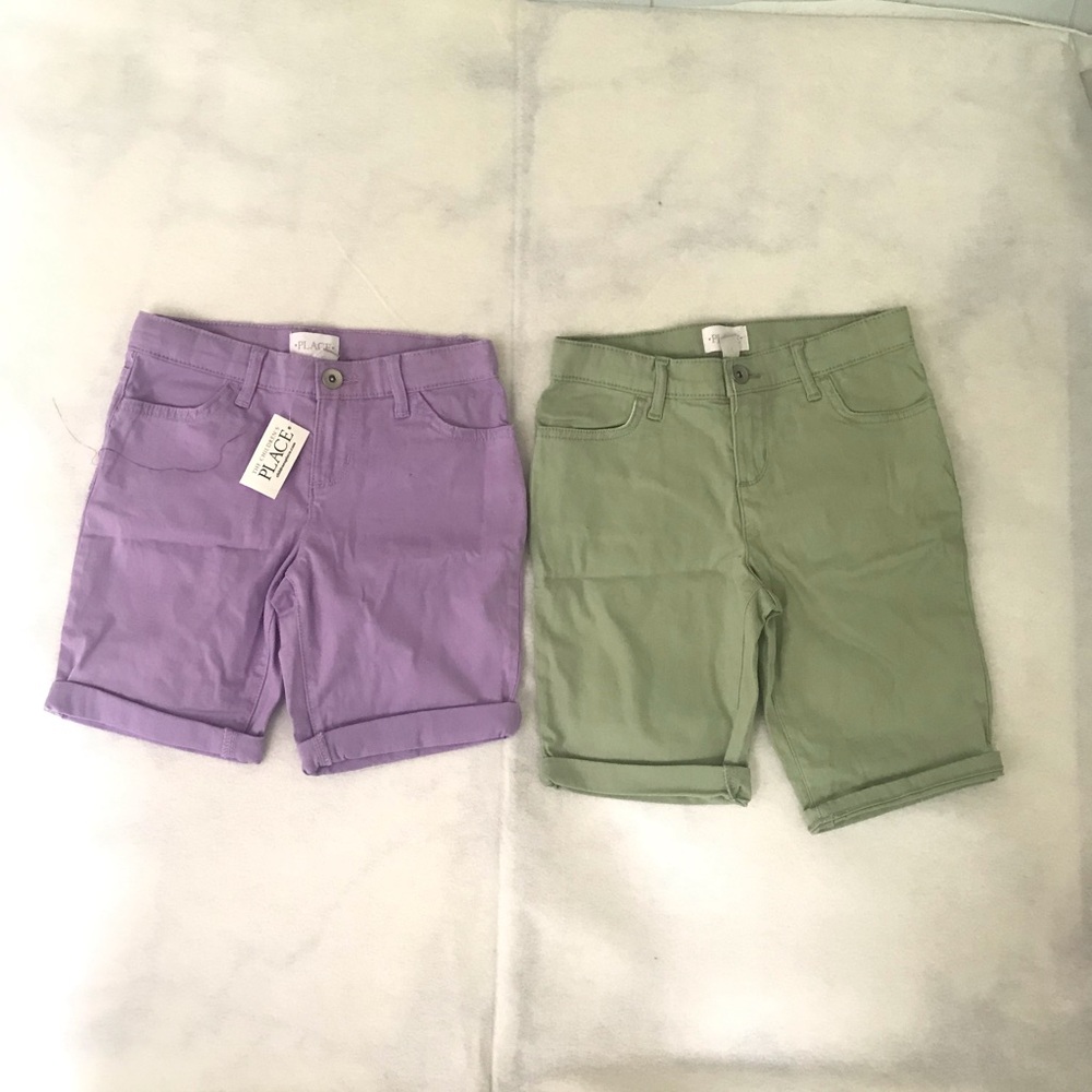Lilac and Sage Casual Roll-Cuff Shorts - 2 Pairs